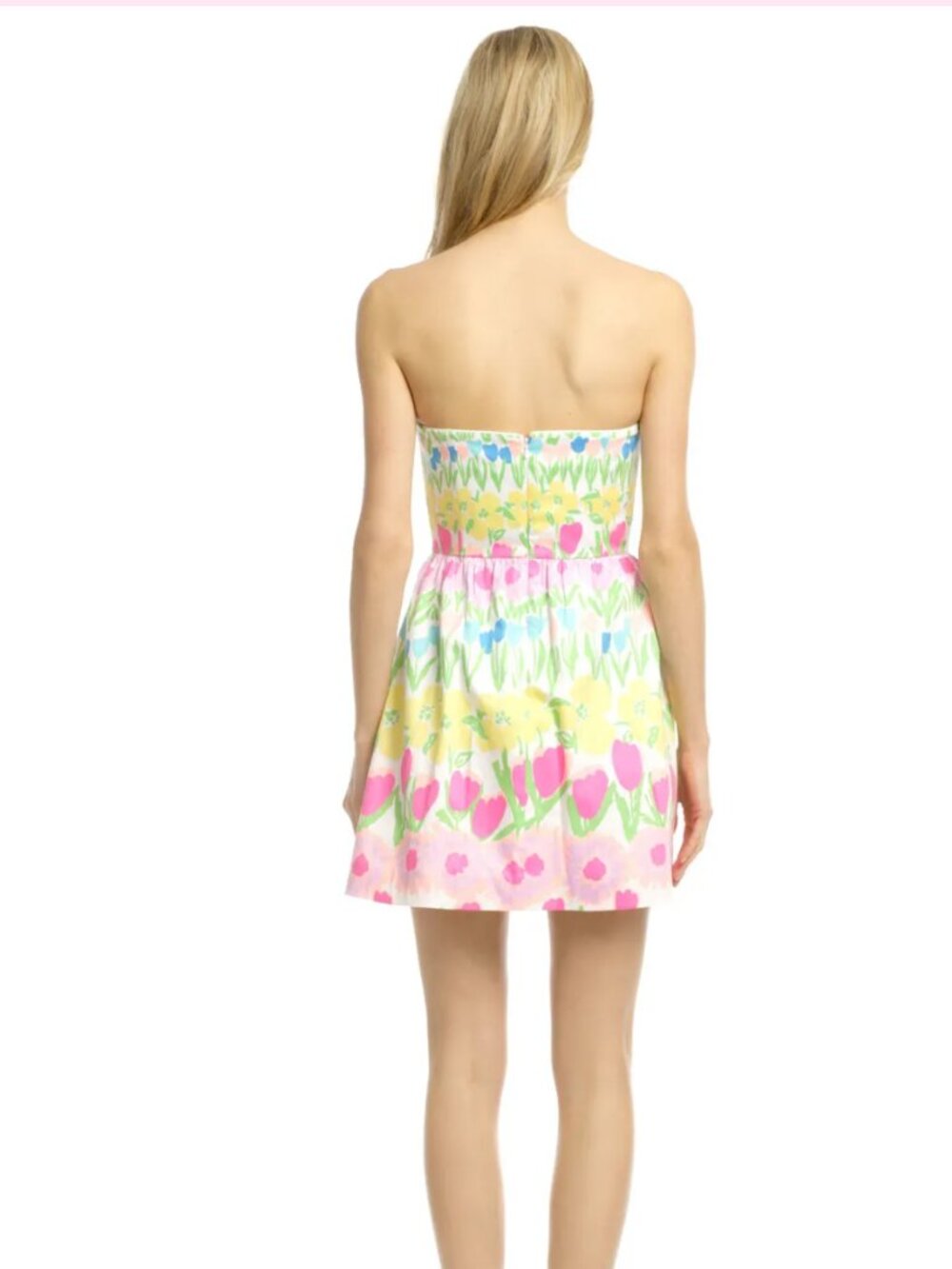 🌷 Lilly Pulitzer Payton Strapless Floral Dress Colorful Tulips Size 2 - Picture 5 of 14